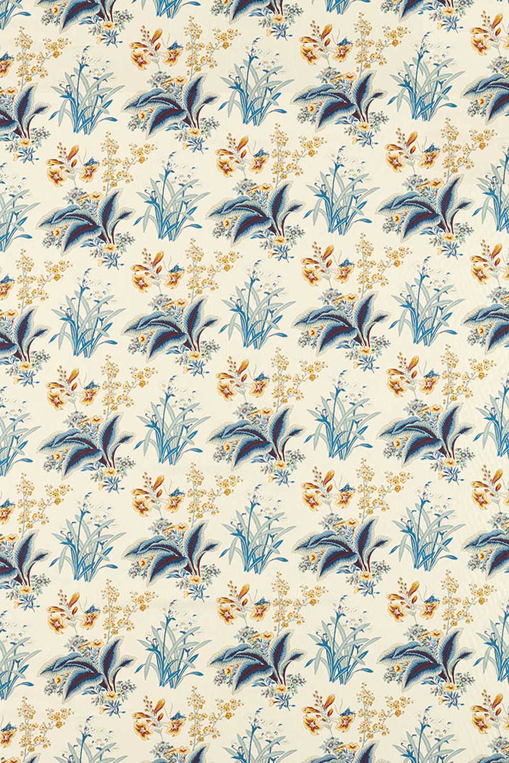 Enys Garden Fabric - Indigo / Primrose - by Sanderson