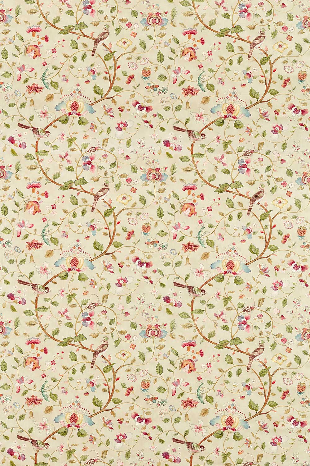 Arils Garden Fabric - Olive / Mulberry - by Sanderson