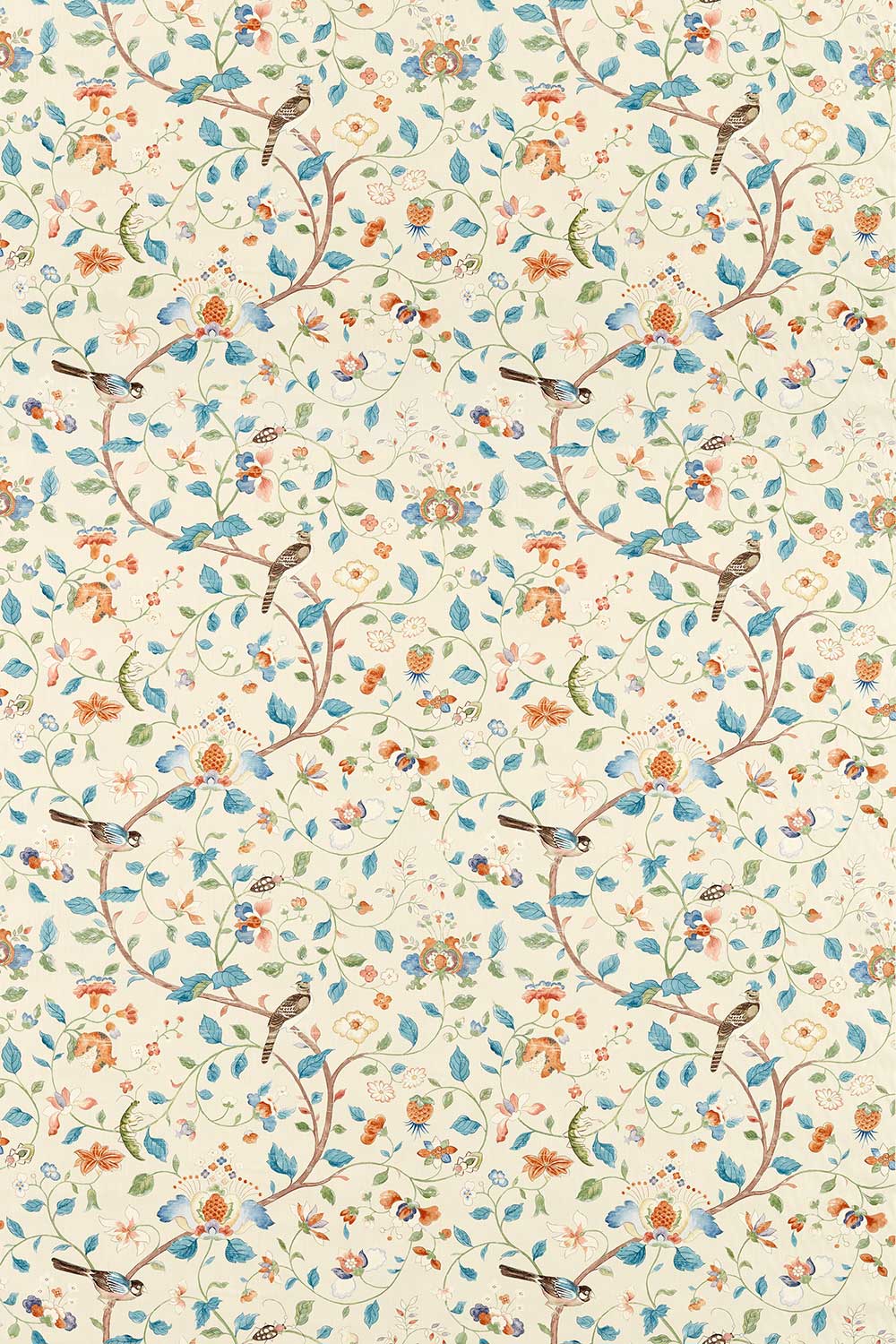 Arils Garden Fabric - Teal / Russet - by Sanderson
