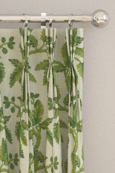 Oaknut Stripe Curtains - Botanical Green - by Sanderson. Click for more details and a description.