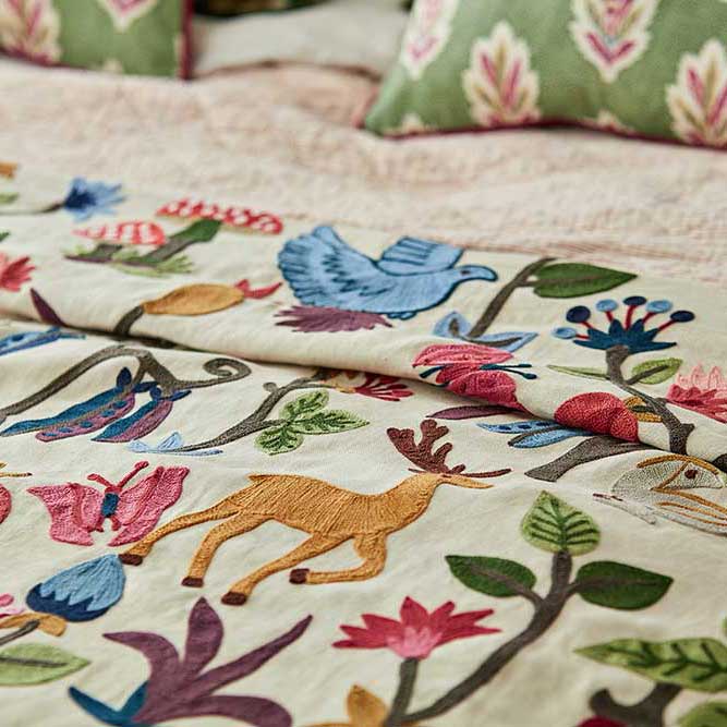 Forest of Dean Fabric - Mulberry / Multi - by Sanderson