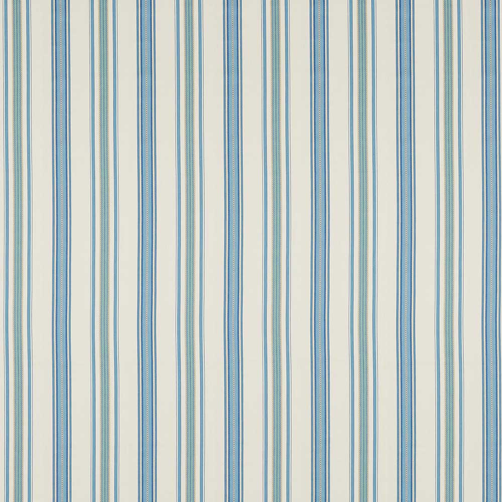 Valley Stripe Fabric - Indigo / Ivory - by Sanderson