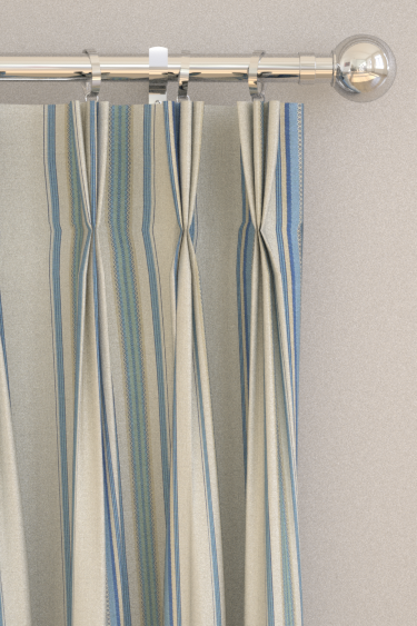 Valley Stripe Curtains - Indigo / Ivory - by Sanderson. Click for more details and a description.
