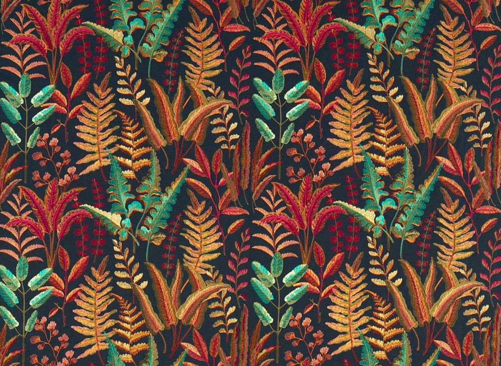 Bracken Fabric - Russet / Aqua - by Clarke & Clarke
