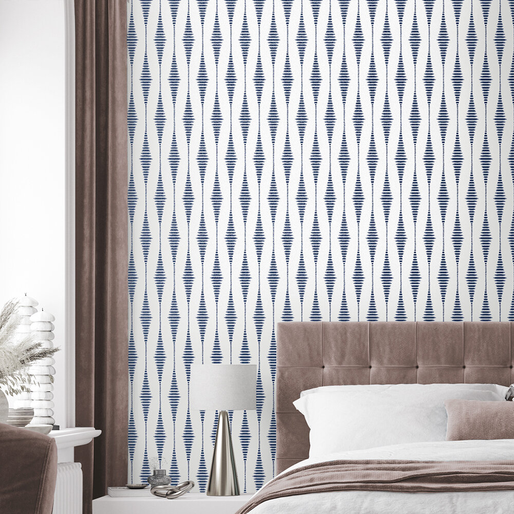 Diamond Stripe Wallpaper - Blue - by Etten