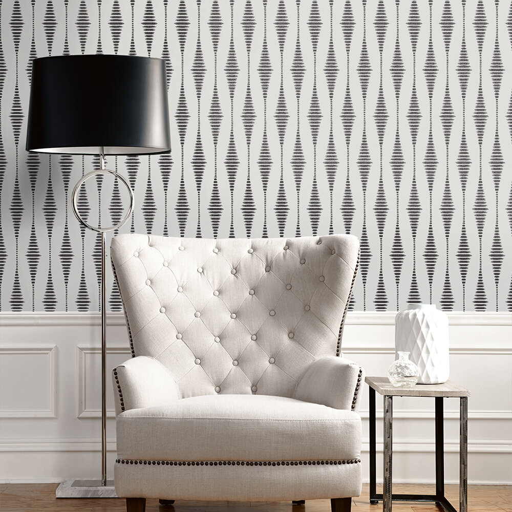 Diamond Stripe Wallpaper - Grey / Charcoal - by Etten