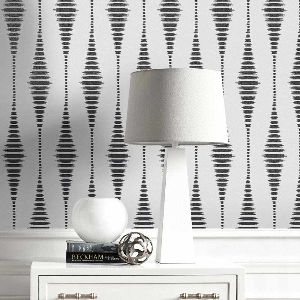 Diamond Stripe Wallpaper - Grey / Charcoal - by Etten