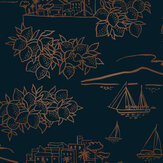 Limoneto Wallpaper - Midnight & Copper - by Mini Moderns. Click for more details and a description.