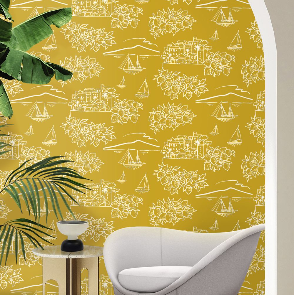 Limoneto Wallpaper - Mustard - by Mini Moderns