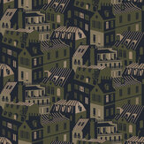 Emma's Apartment Wallpaper - Olive & Gold - by Mini Moderns. Click for more details and a description.