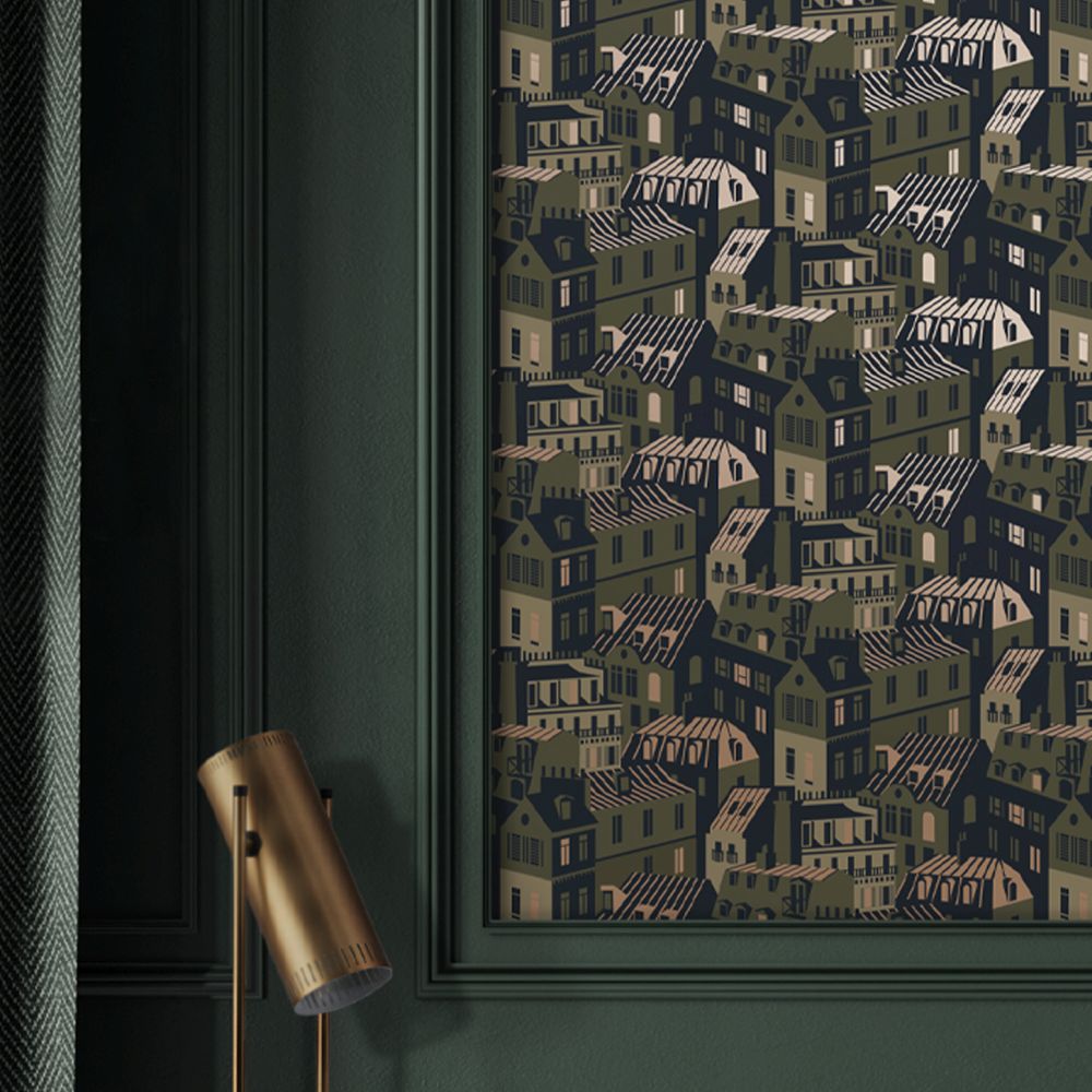 Emma's Apartment Wallpaper - Olive & Gold - by Mini Moderns
