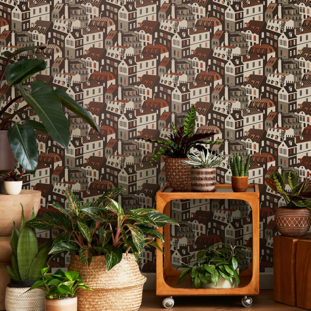 Emma's Apartment Wallpaper - Weathered Cedar & Copper - by Mini Moderns