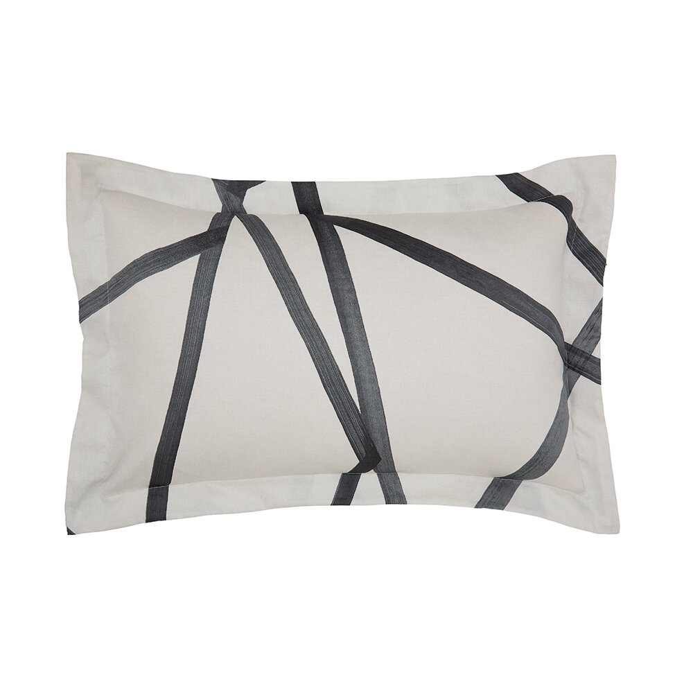 Sumi Oxford Pillowcase - Pearl & Charcoal - by Harlequin