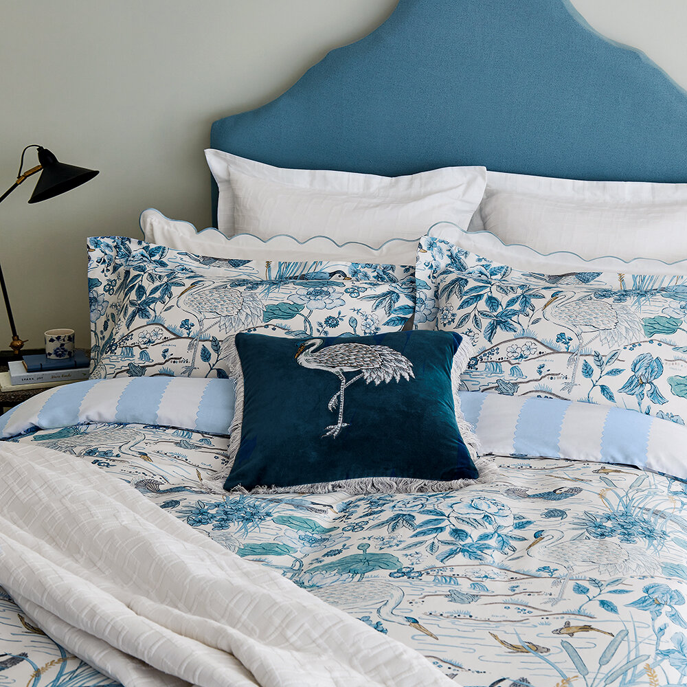 Crane & Frog Oxford Pillowcase - Blue - by Sanderson