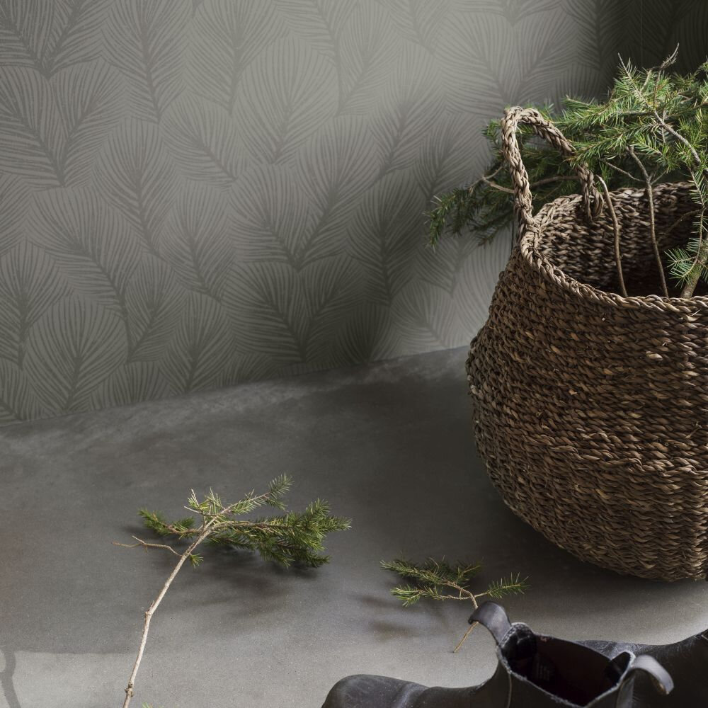 Pine Tree Wallpaper - Slate - by Boråstapeter