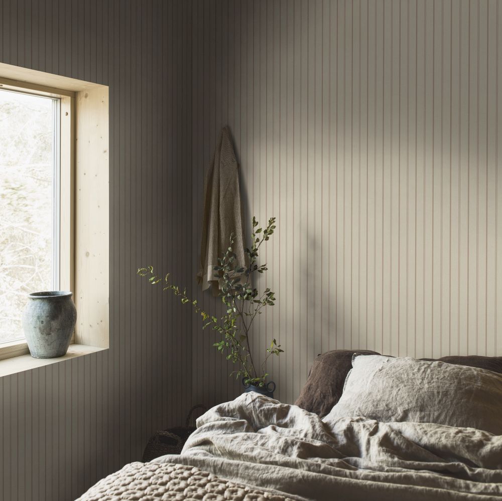 Stripe Wallpaper - Taupe - by Boråstapeter