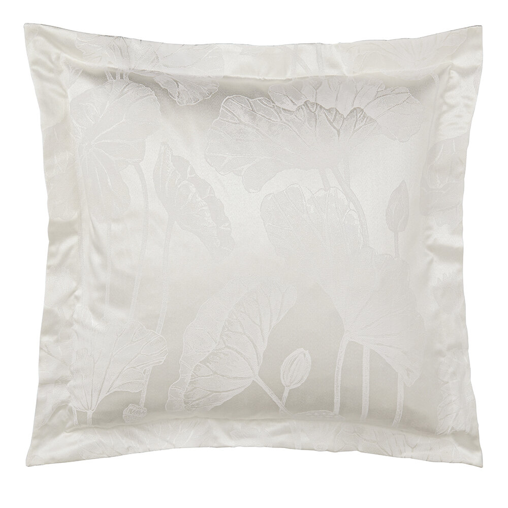 Lotus Leaf Square Pillowcase - Ivory - by Sanderson