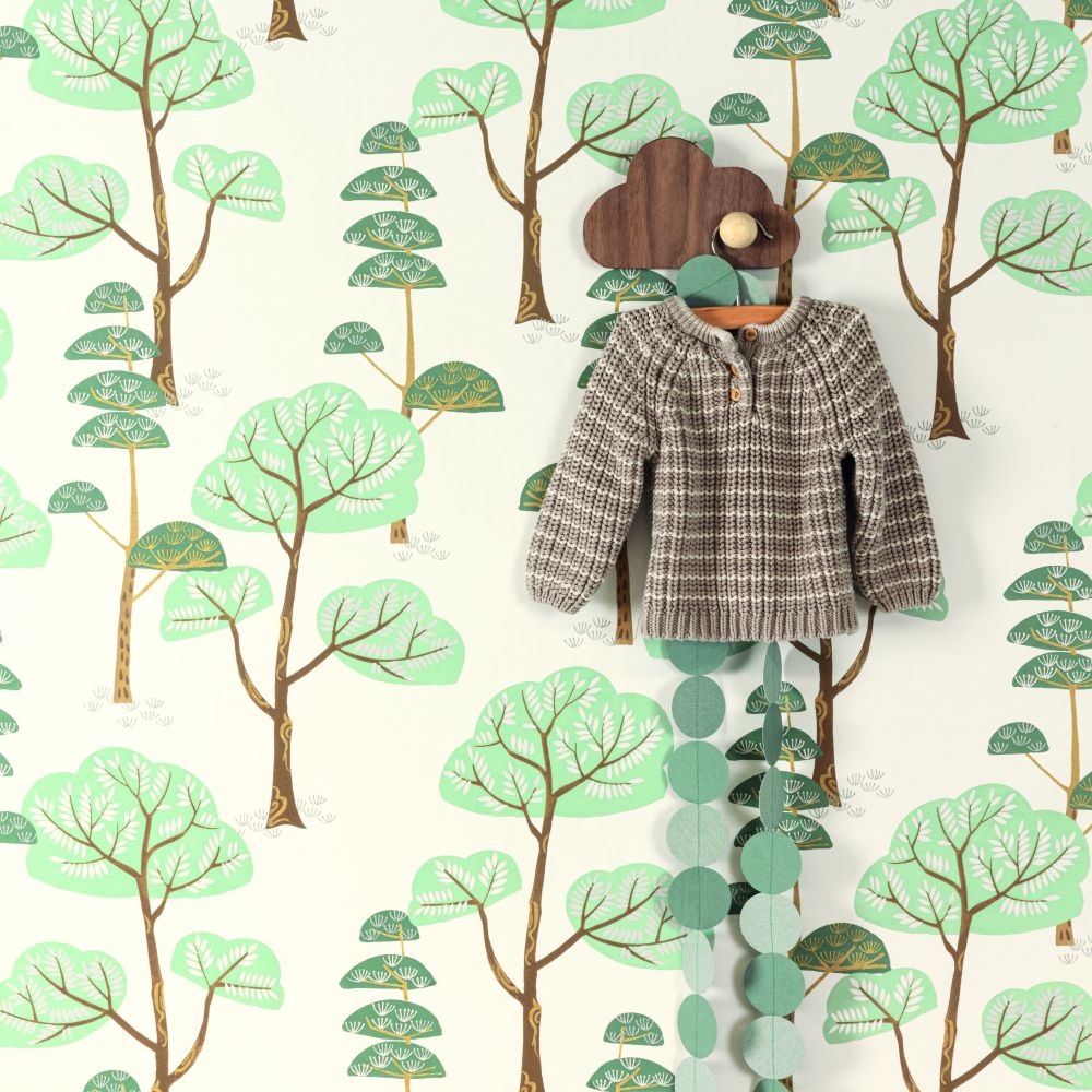 Trees Wallpaper - Jade - by Masureel