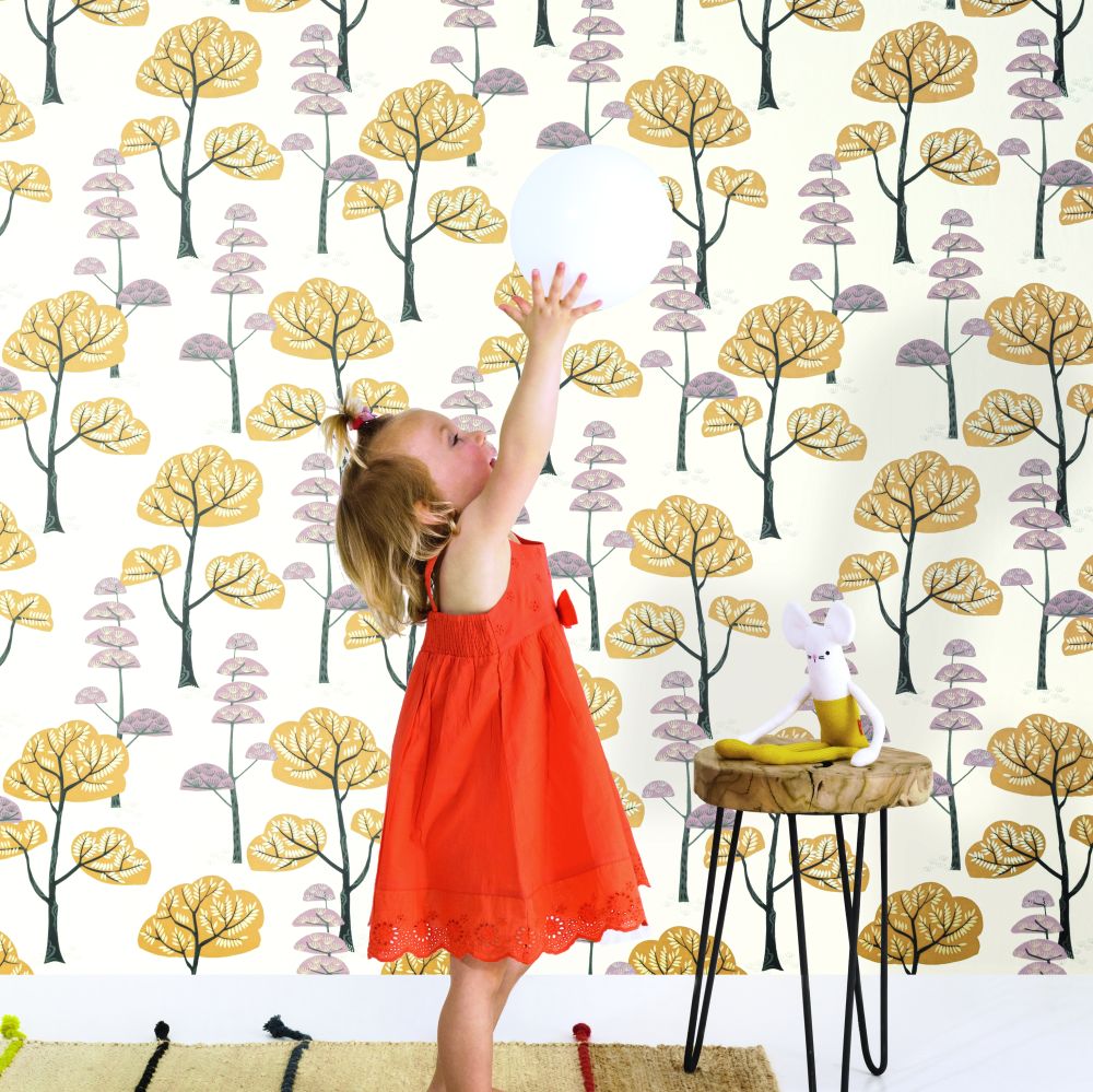 Trees Wallpaper - Amber - by Masureel