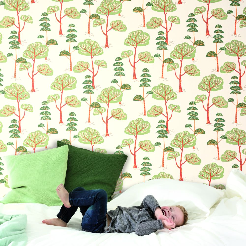 Trees Wallpaper - Teal - by Masureel