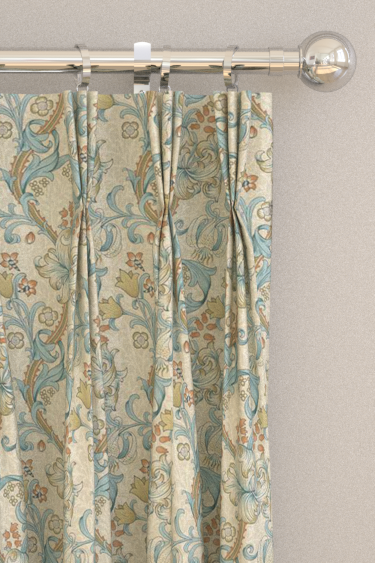 Golden Lily x Clarke & Clarke Curtains - Linen / Teal - by Clarke & Clarke. Click for more details and a description.
