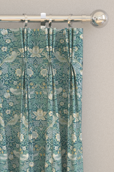 Strawberry Thief x Clarke & Clarke Curtains - Teal - by Clarke & Clarke. Click for more details and a description.