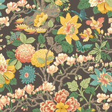 Little Magnolia Wallpaper - Charcoal / Jewel - by G P & J Baker. Click for more details and a description.
