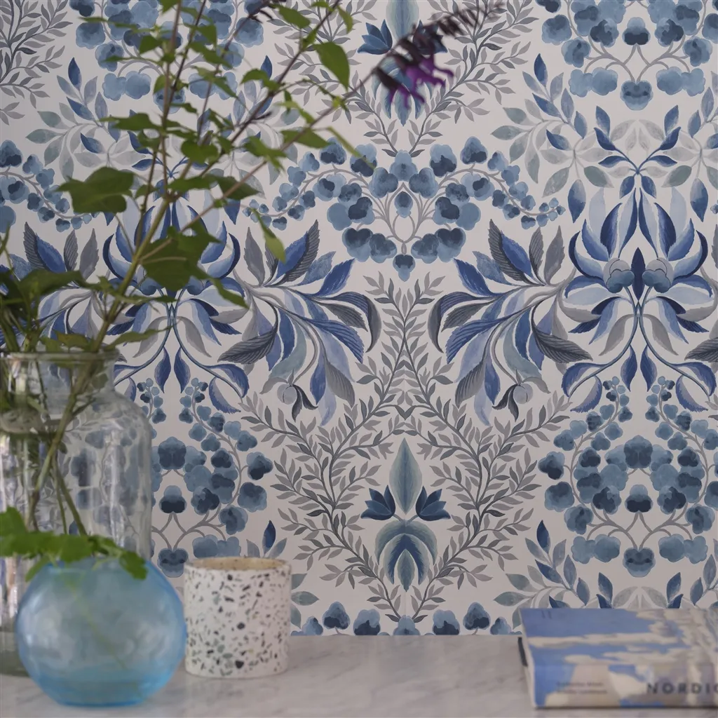 Karakusa  Wallpaper - Cobalt - by Designers Guild