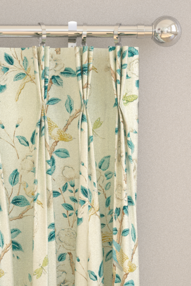 Andhara Curtains - Teal/ Cream - by Sanderson. Click for more details and a description.