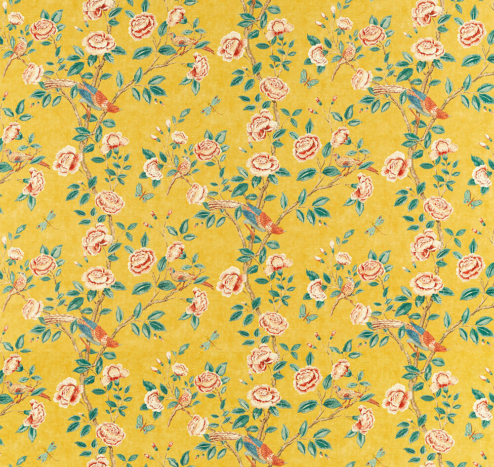 Andhara Fabric - Saffron/ Teal - by Sanderson