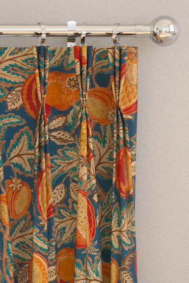 Cantaloupe Velvet Curtains - Tumeric/ Indigo - by Sanderson. Click for more details and a description.