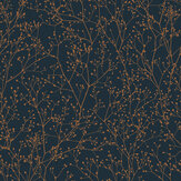 Gypsophila Wallpaper - Midnight & Copper - by Clarissa Hulse. Click for more details and a description.