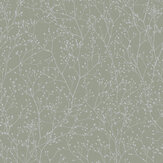 Gypsophila Wallpaper - Spring Green & Silver - by Clarissa Hulse. Click for more details and a description.