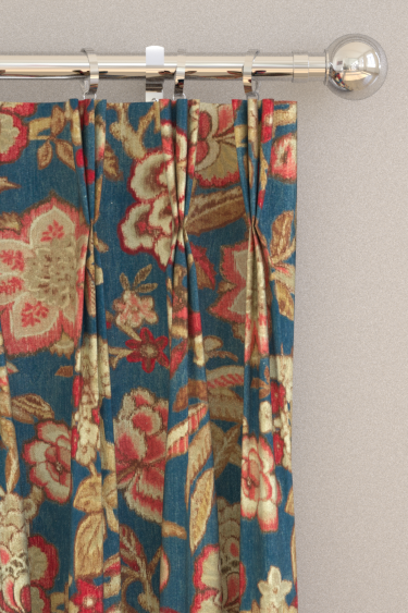 Indra Flower Curtains - Indigo/ Cherry - by Sanderson. Click for more details and a description.