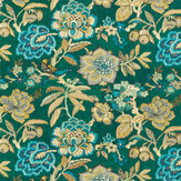 Indra Flower Fabric - Emerald - by Sanderson. Click for more details and a description.