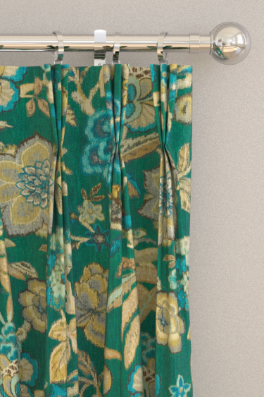 Indra Flower Curtains - Emerald - by Sanderson. Click for more details and a description.