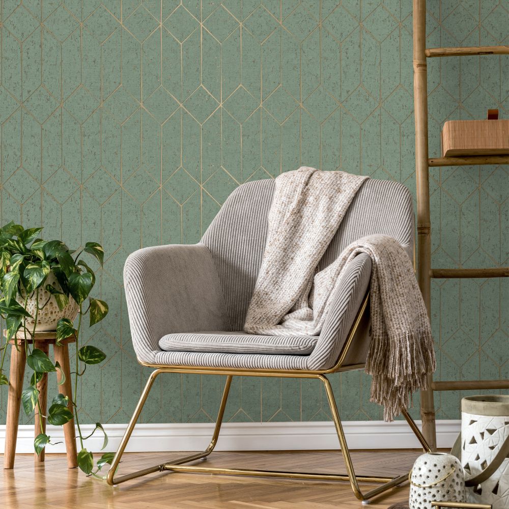 Cork Geo Wallpaper - Sage - by Albany
