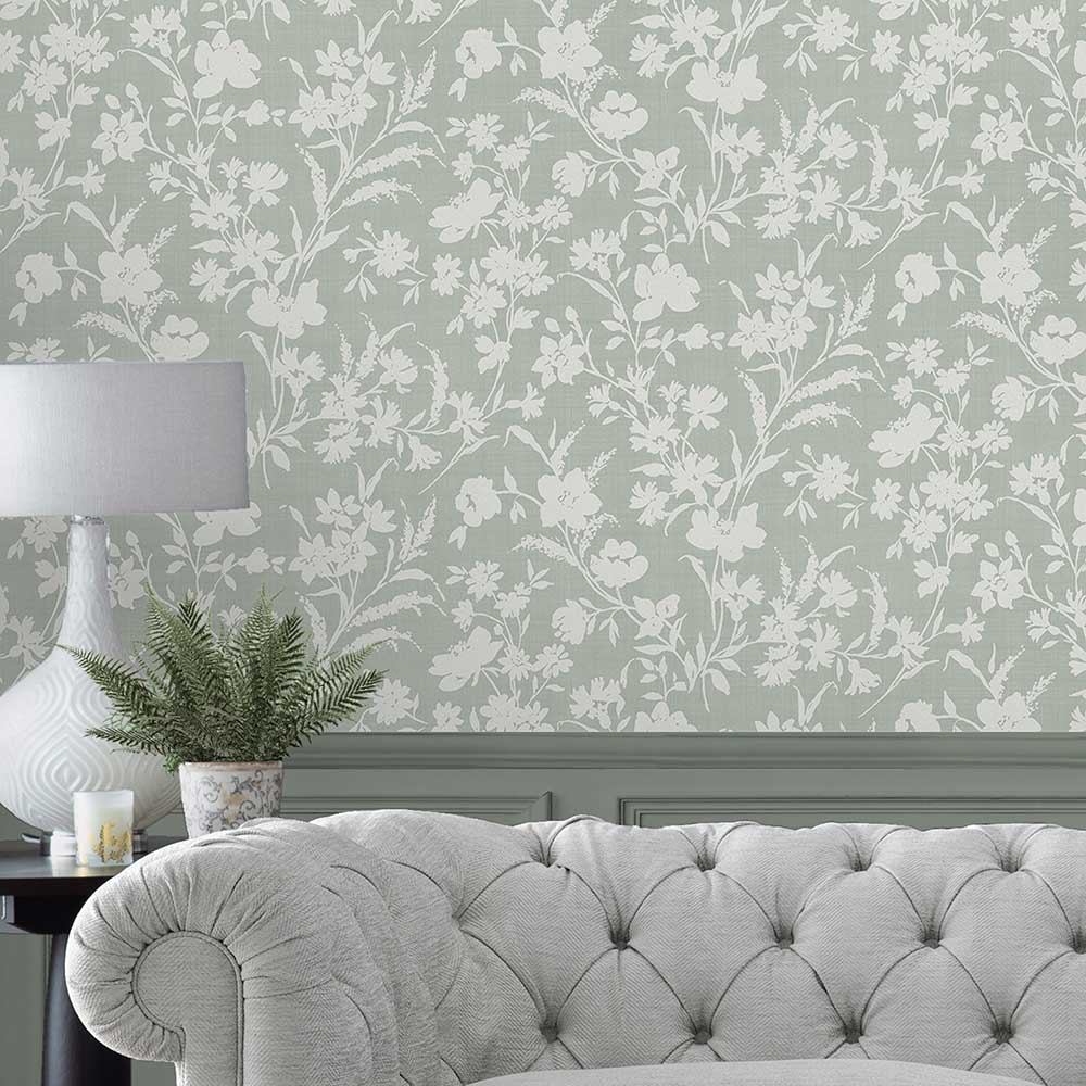 Rye Wallpaper - Sage Green - by Laura Ashley