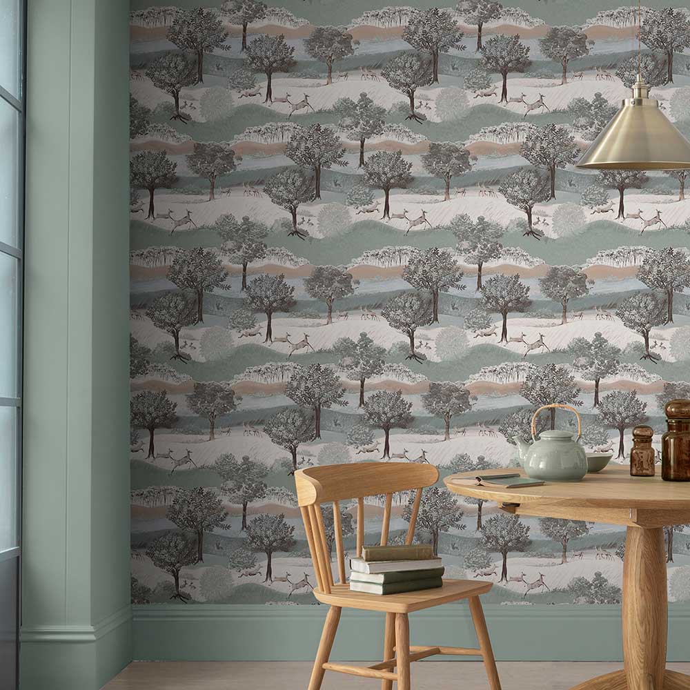 Hartingdon Wallpaper - Jade Green - by Laura Ashley