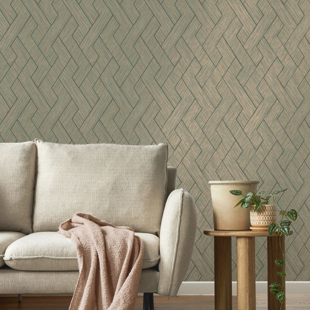 Grasscloth Geo Wallpaper - Brown - by Albany