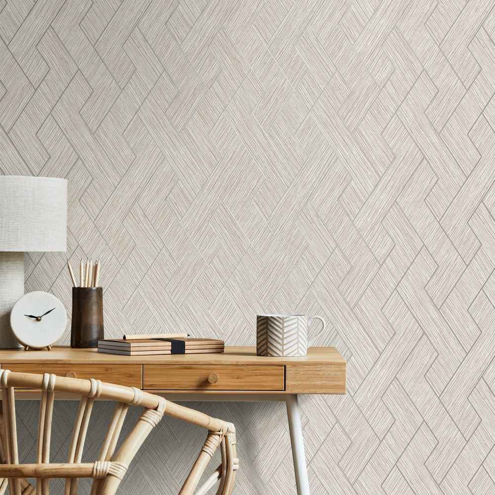 Grasscloth Geo Wallpaper - Soft Grey - by Albany