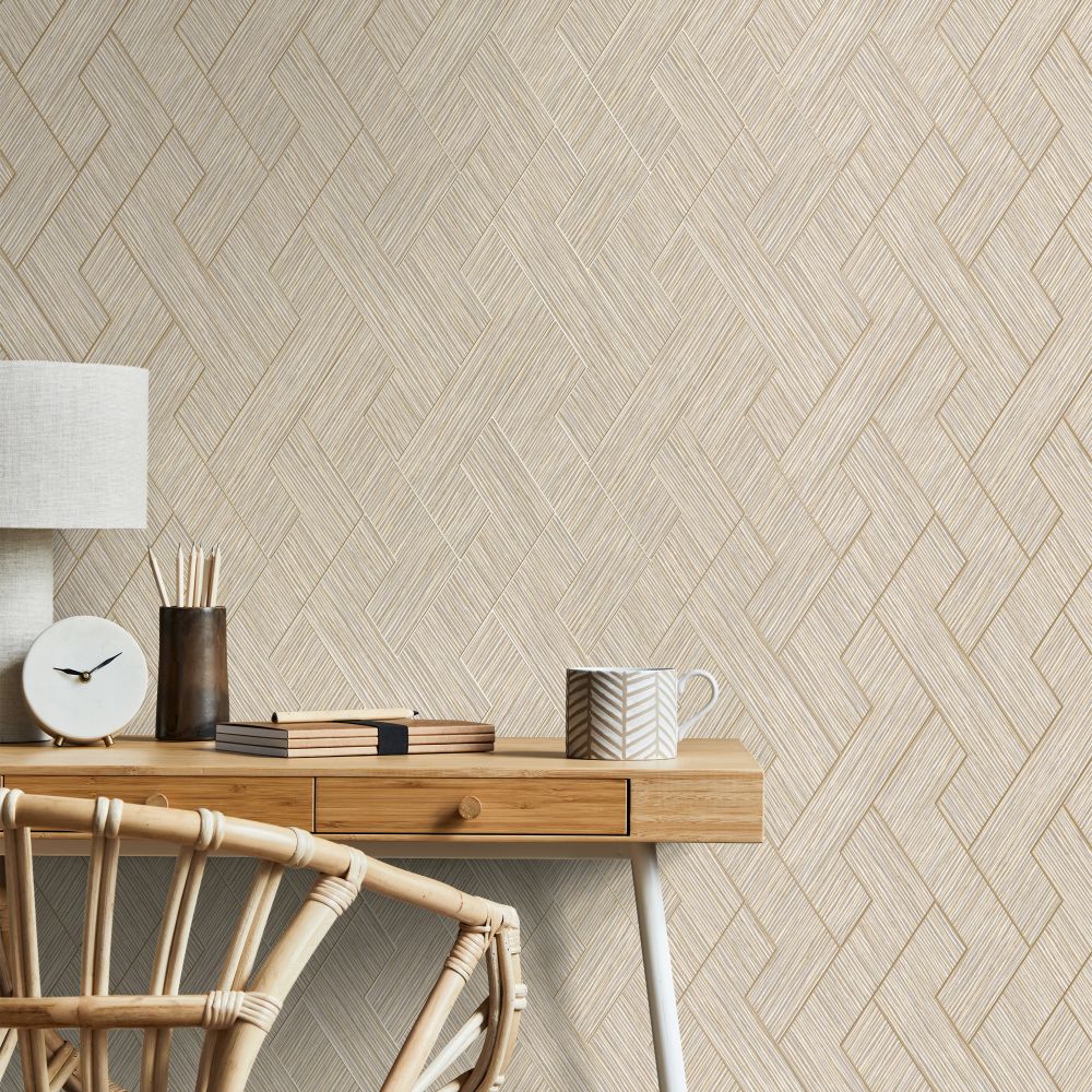 Grasscloth Geo Wallpaper - Natural - by Albany