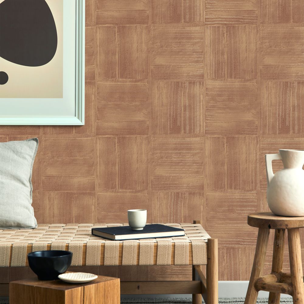 Combined Plaster Wallpaper - Rust - by Albany