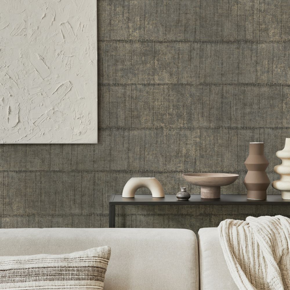 Painted Hessian Wallpaper - Charcoal - by Albany