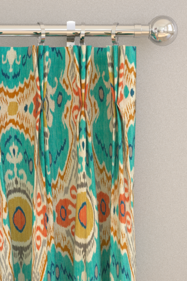 Niyali Curtains - Teal/ Saffron - by Sanderson. Click for more details and a description.