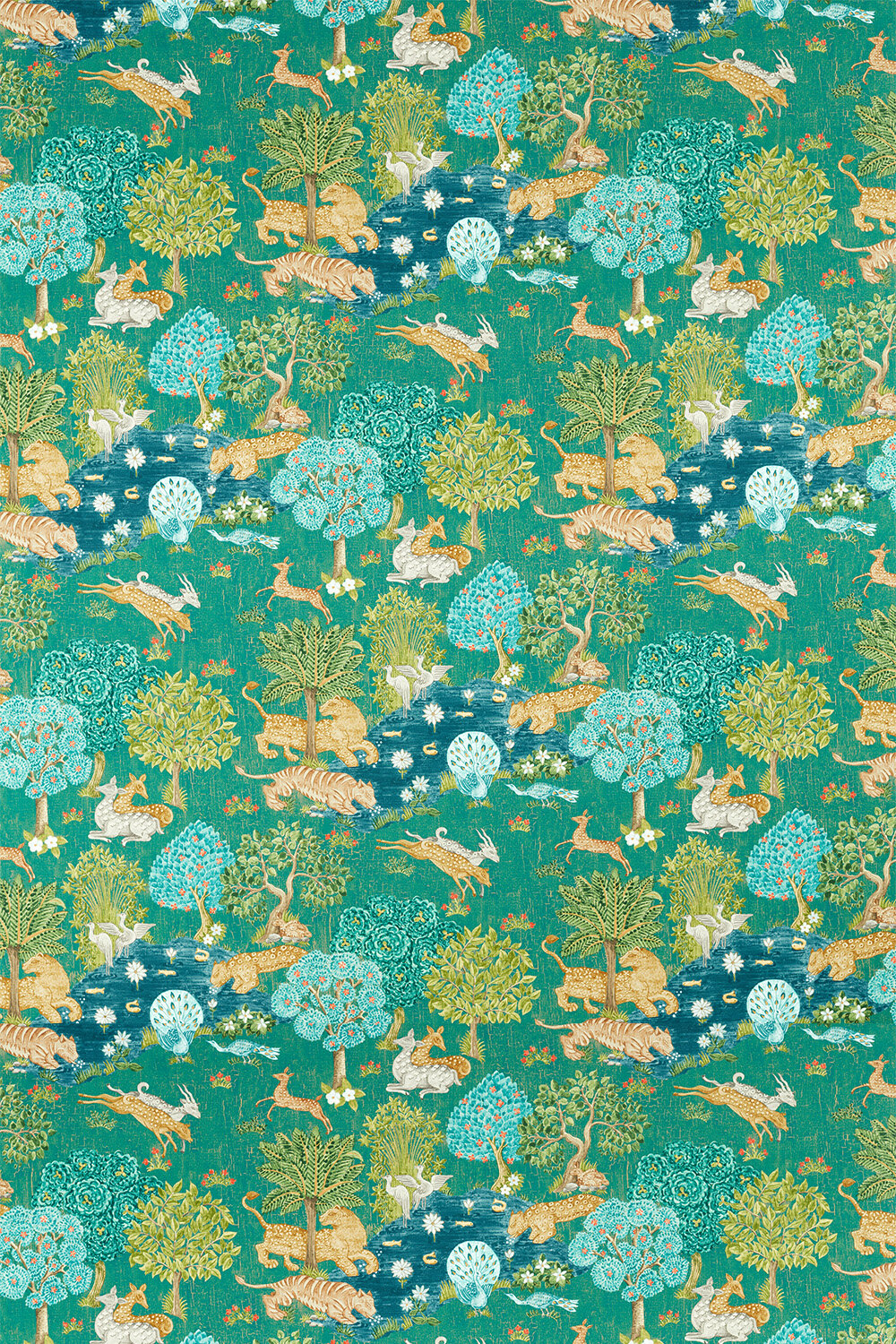 Pamir Garden Fabric - Teal - by Sanderson