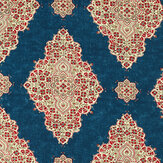 Siam Diamond  Fabric - Cobalt/ Flame - by Sanderson. Click for more details and a description.