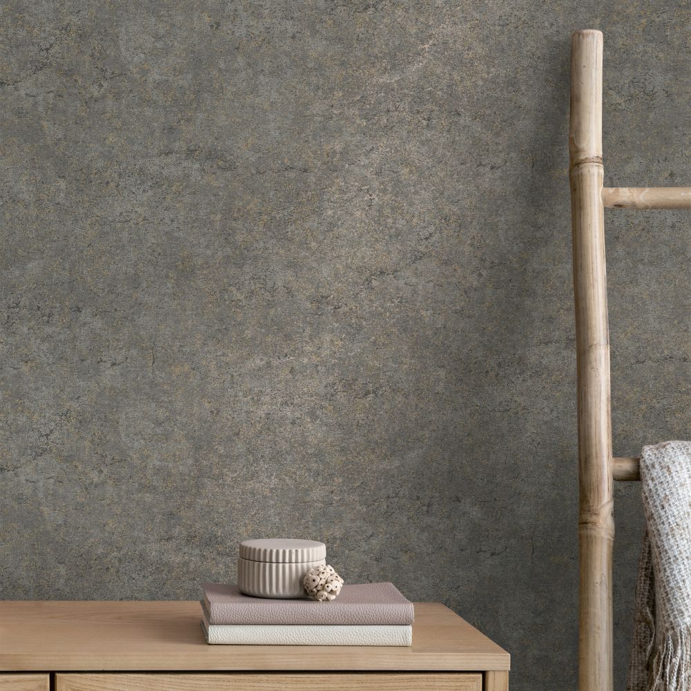 Stone Texture Wallpaper - Charcoal - by Albany
