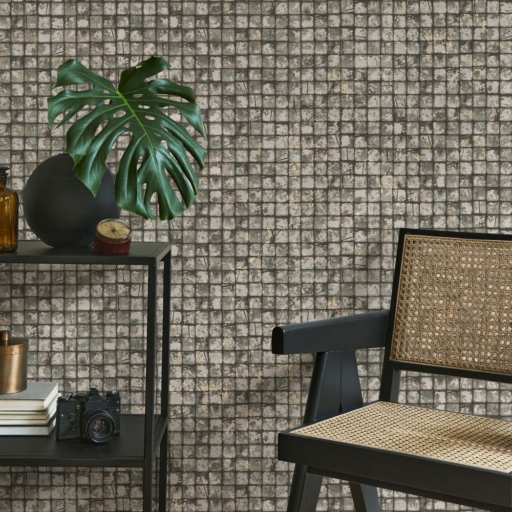Coconut Wallpaper - Charcoal - by Albany