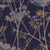 Wild Chervil Wallpaper - Blackberry & Gold - by Clarissa Hulse. Click for more details and a description.